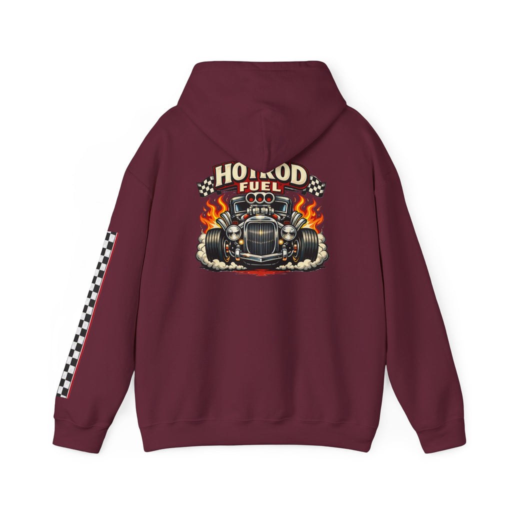 Hot Rod Hoodie — "Hot Rod Fuel" Vintage Car Racing Pullover