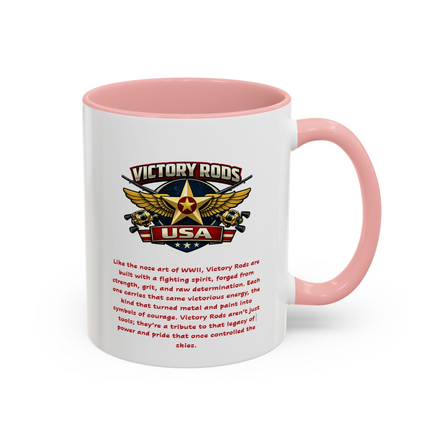 Victory Rods Sportfisherman's WWII Nose Art Pin-Up Illustration Mug | Ceramic Coffee Cup