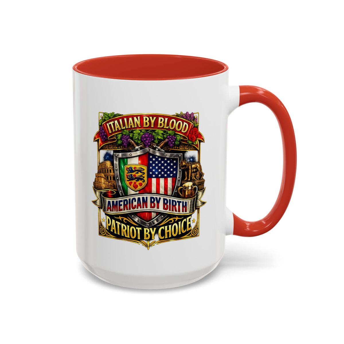 Italian by Blood American by Birth "Patriot by Choice" Accent Coffee Mug (11/15oz)