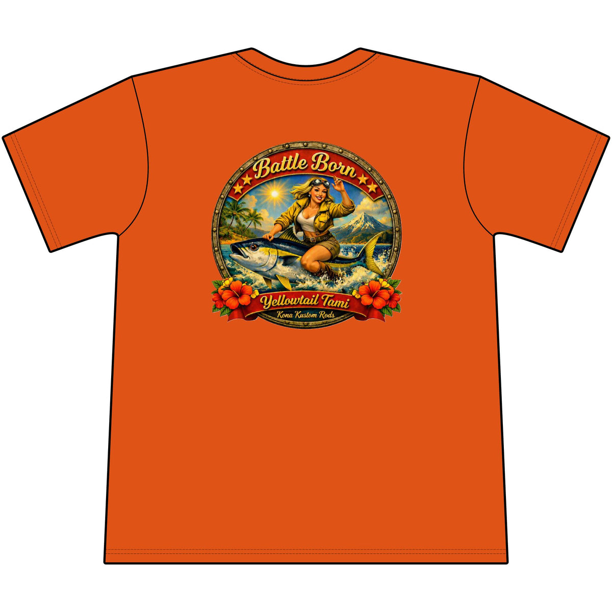 Kona Kustom Rods Yellowtail Tuna Retro Fishing Pocket Tee