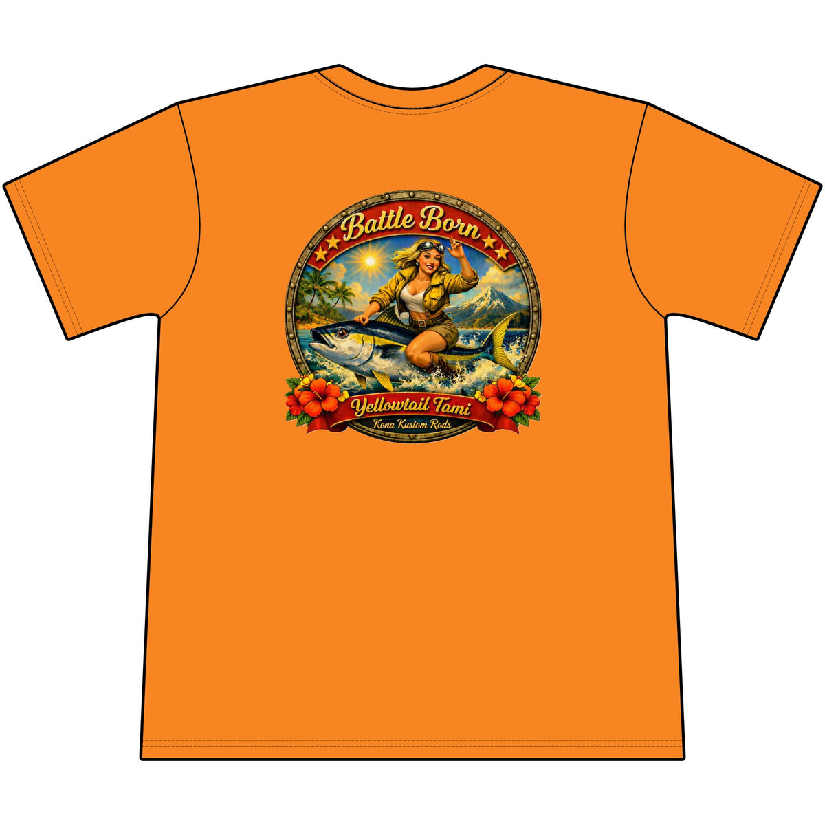 Kona Kustom Rods Yellowtail Tuna Retro Fishing Pocket Tee