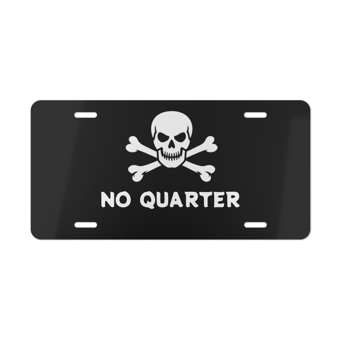 Jolly Roger "No Quarter" Vanity Plate — Aluminum License Plate