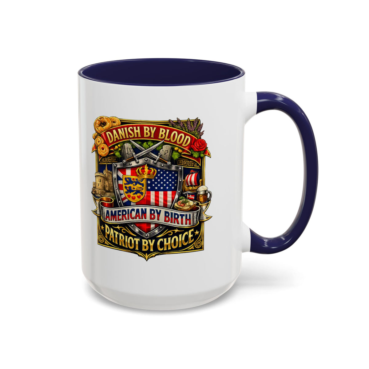 Danish/American Pride Danish by Blood, American by Birth Accent Coffee Mug (11/15oz)