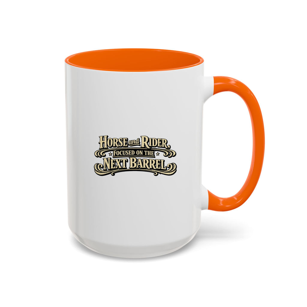 Barrel Racing Coffee Mug — "Horse and Rider Focused on the Next Barrel"