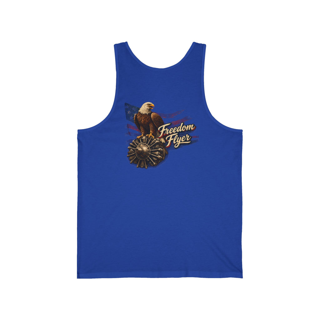 Freedom Flyer Tank Top — Eagle, Motorcycle & P-51 Plane Patriotic Graphic Tank