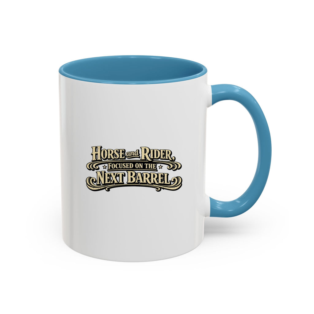 Barrel Racing Coffee Mug — "Horse and Rider Focused on the Next Barrel"