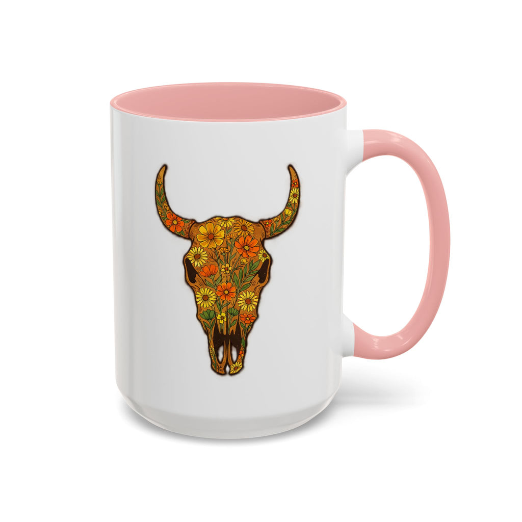 Copy of Turquoise Floral Bull Skull Coffee Mug — Southwestern Accent 11/15oz