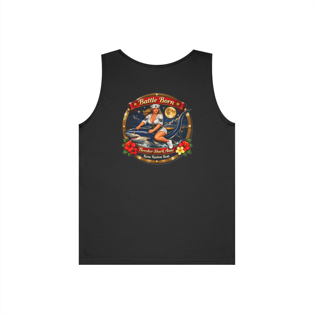 Vintage Pinup Surf Tank Top — 'Battle Born' Retro Beach Graphic