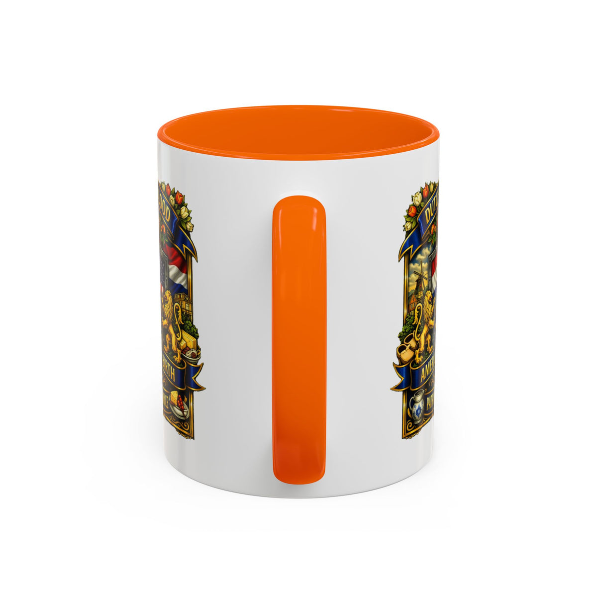 Dutch/American Pride Mug with Vintage Botanical Crest Design