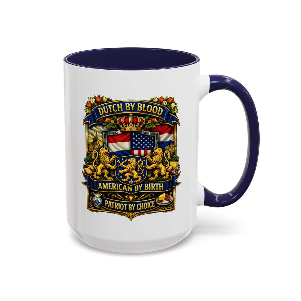Dutch/American Pride Mug with Vintage Botanical Crest Design