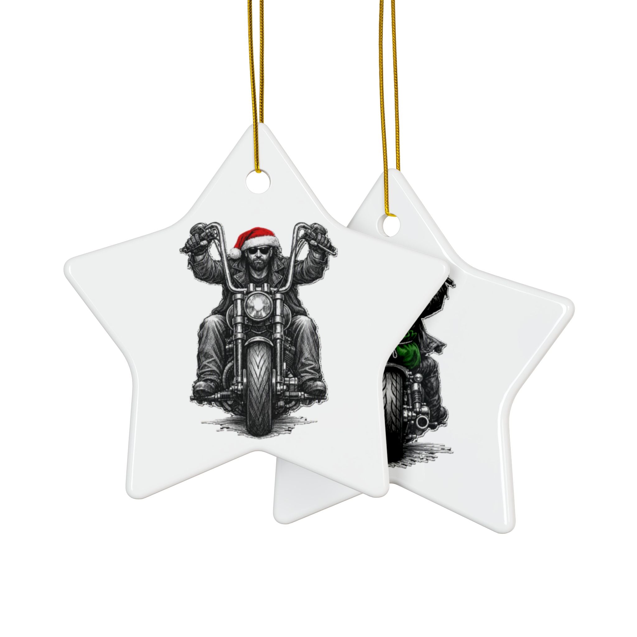 Copy of Biker Motorcycle Ceramic Ornament — Double-Sided Round Holiday Decoration