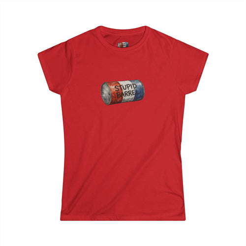 "Stupid Barrel" Women's White Soft style Tee — Classic Everyday Crewneck T-Shirt