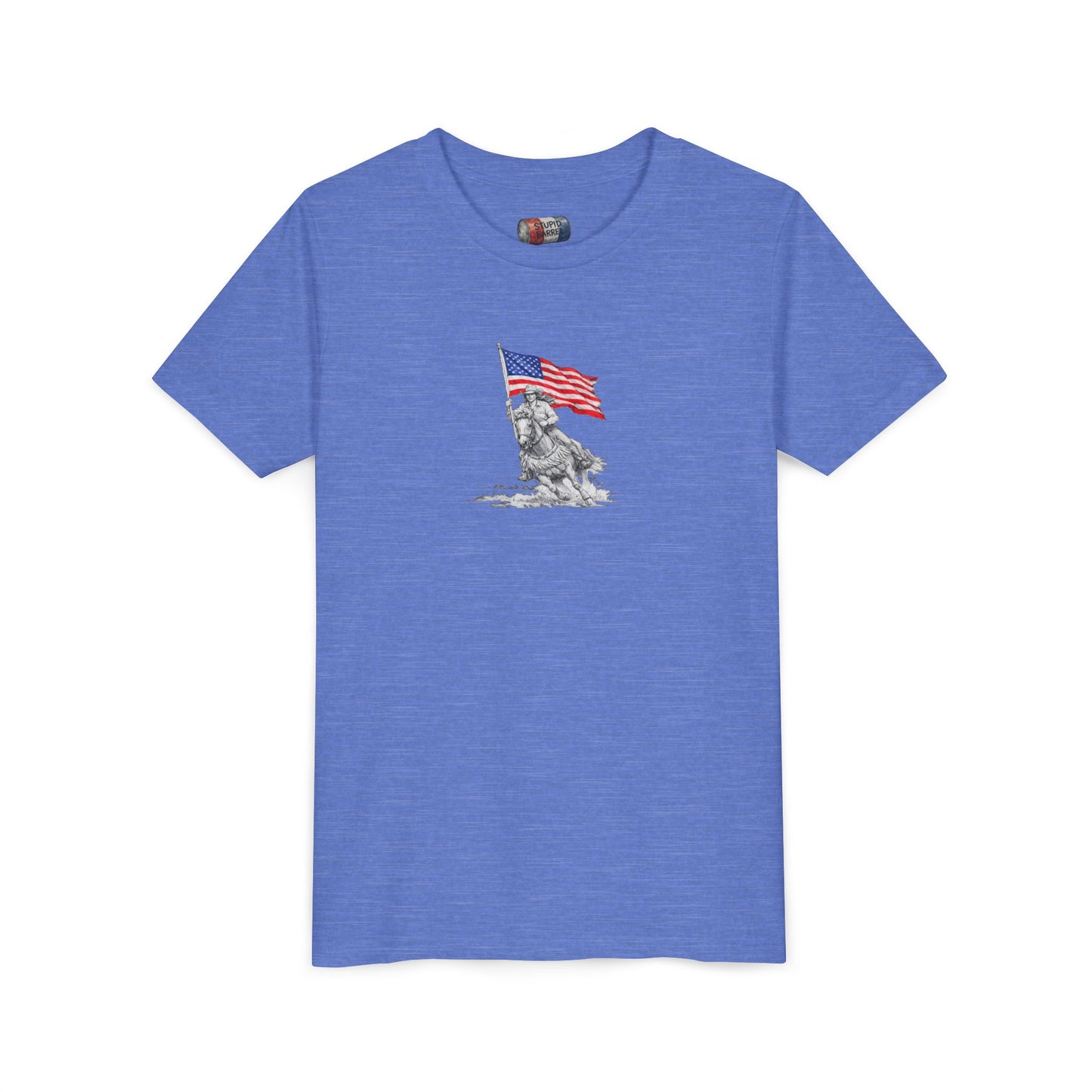 Youth Tee — Rodeo Bull Rider with Patriotic Barrel Graphic