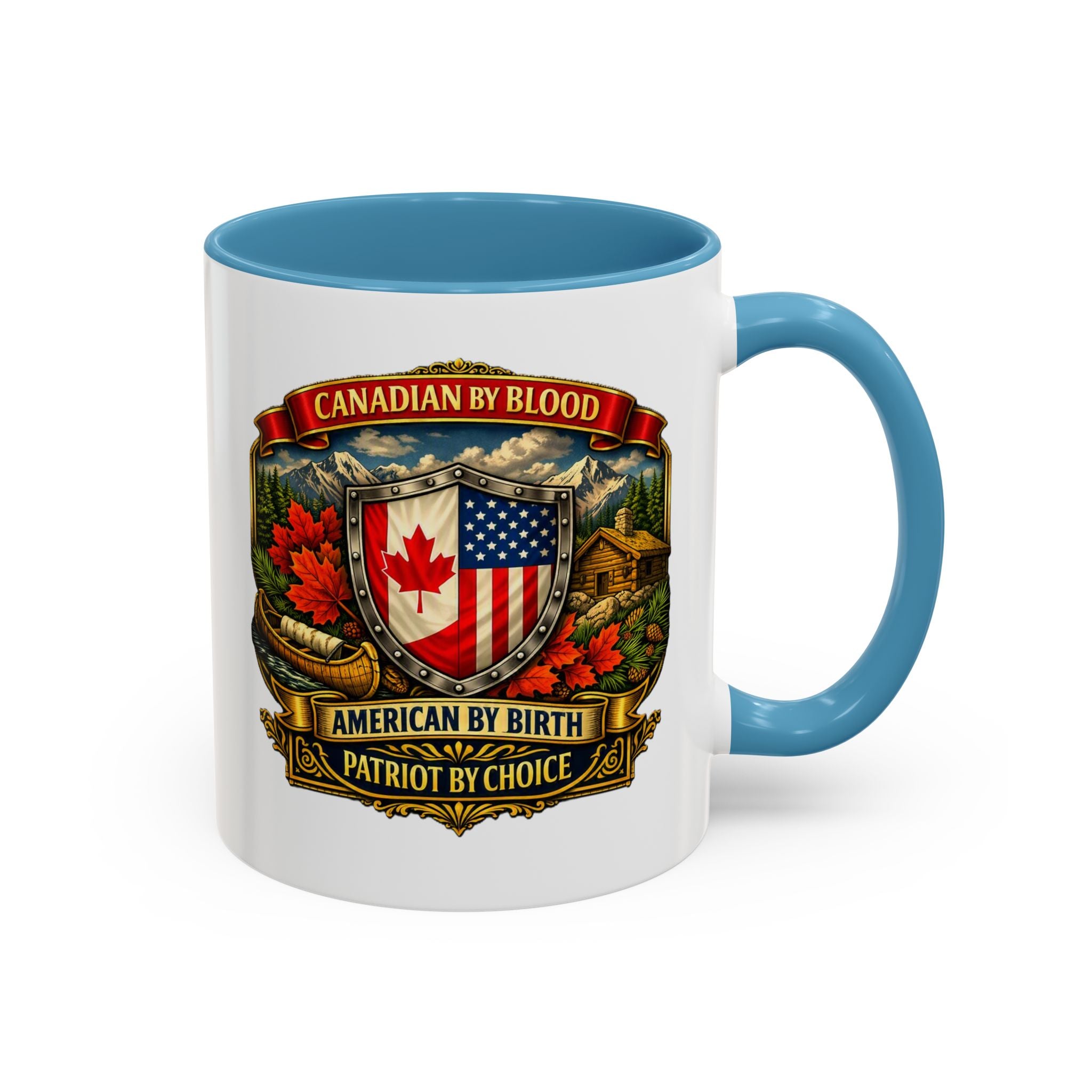 Canadian/American Pride Coat of Arms Accent Coffee Mug (11/15oz)