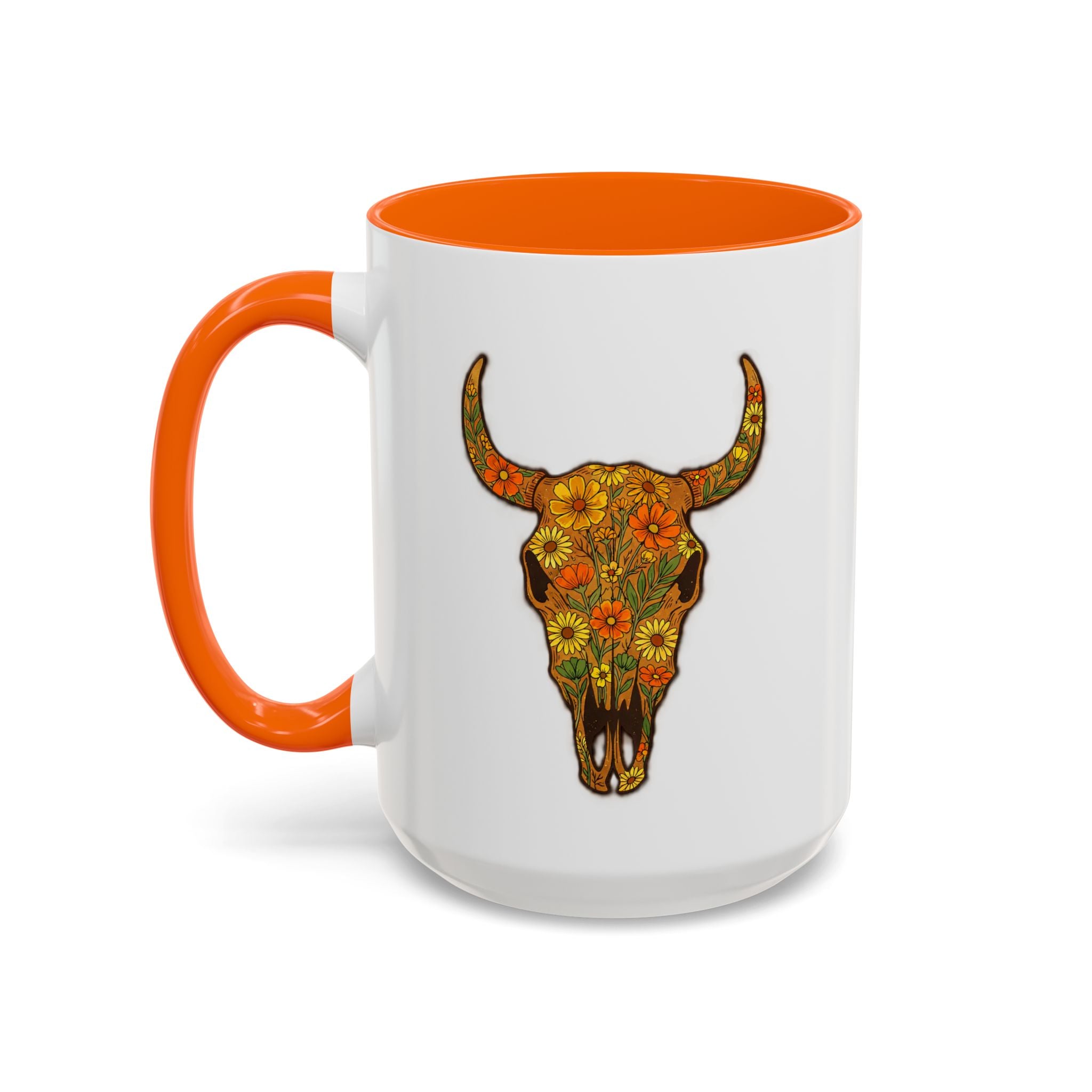 Copy of Turquoise Floral Bull Skull Coffee Mug — Southwestern Accent 11/15oz