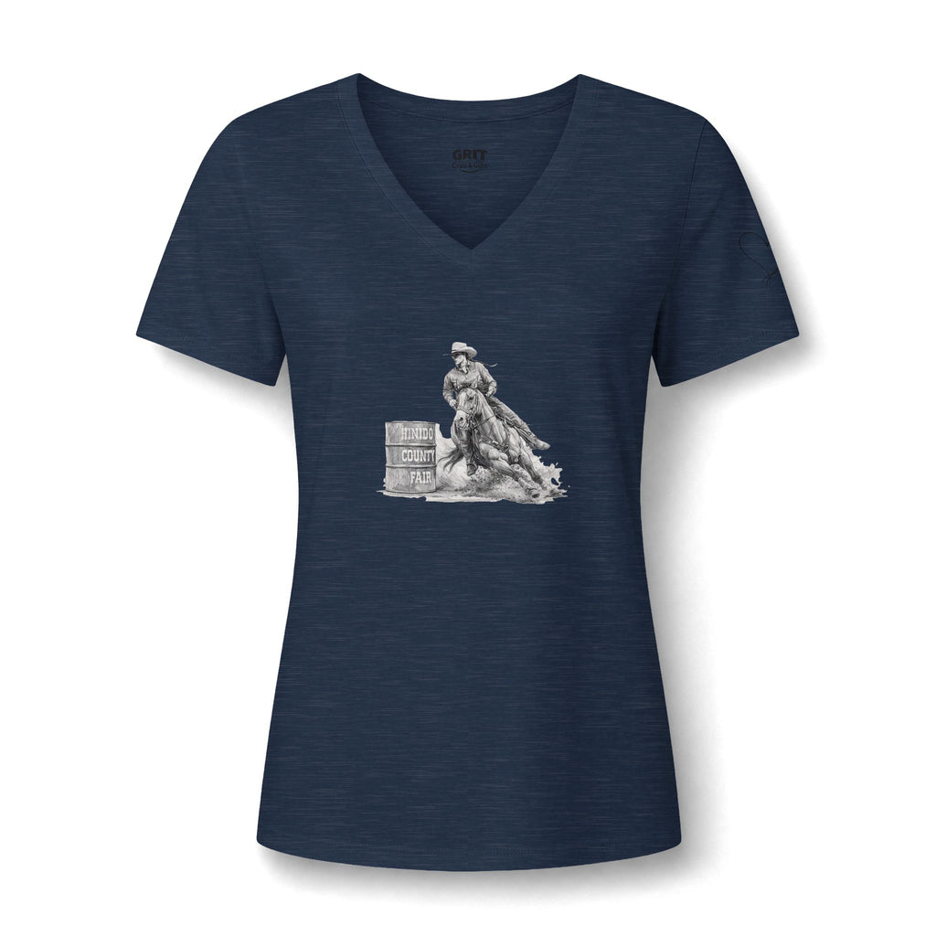 Cowgirl Barrel Racer V-Neck Tee — Rodeo Western Women's Shirt