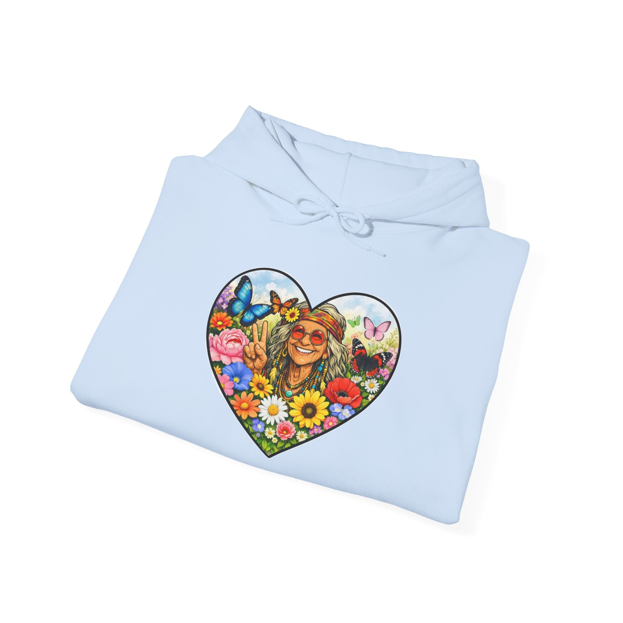 Heart Floral Hippie Hoodie - Vintage Flower Child Pullover