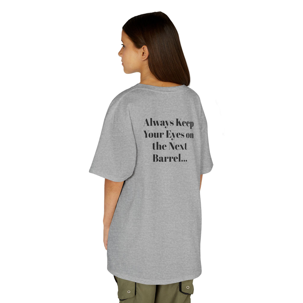 Kids T-Shirt — 'Always Keep Your Eye On the Next Barrel' Cowgirl Graphic