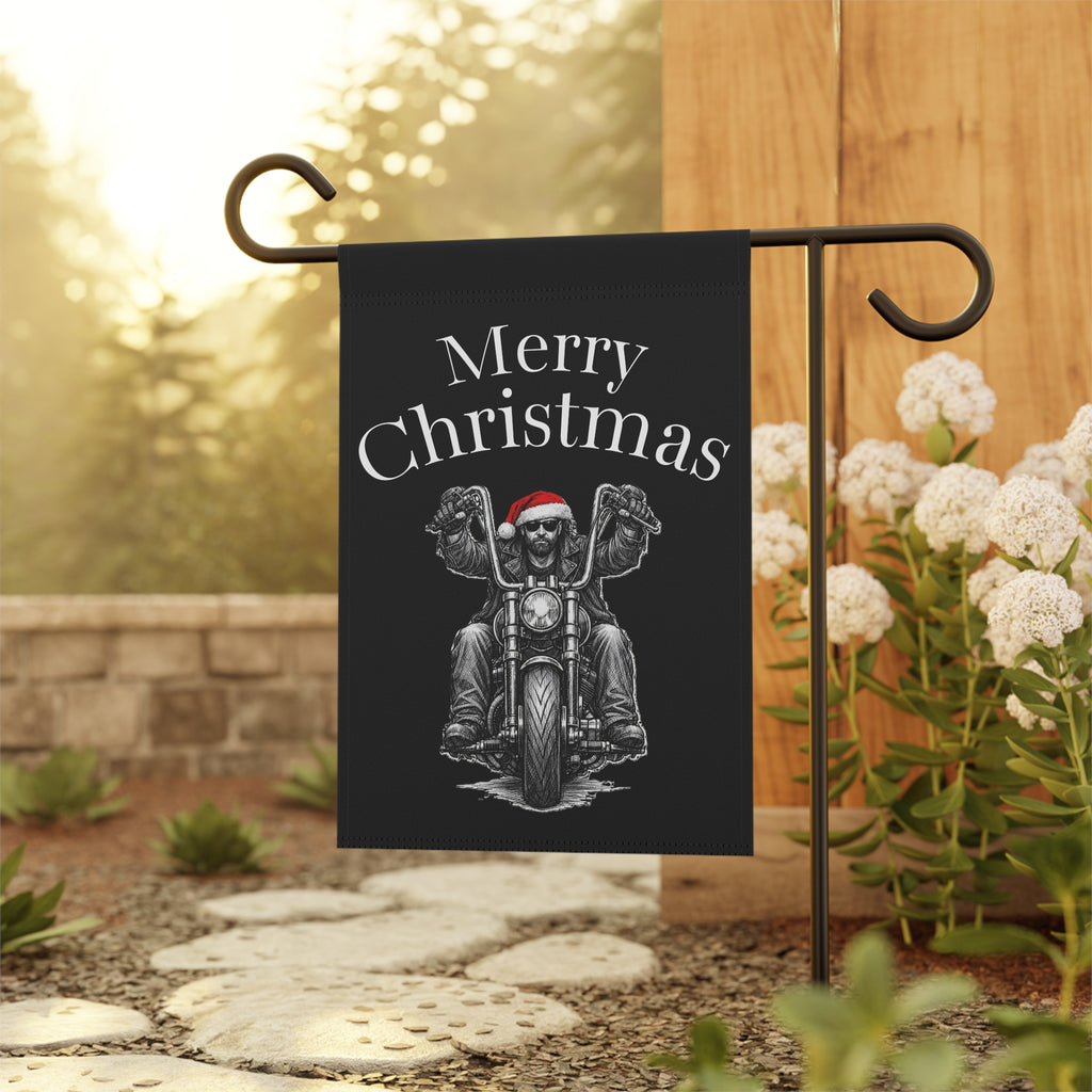 Merry Christmas Biker Garden Flag