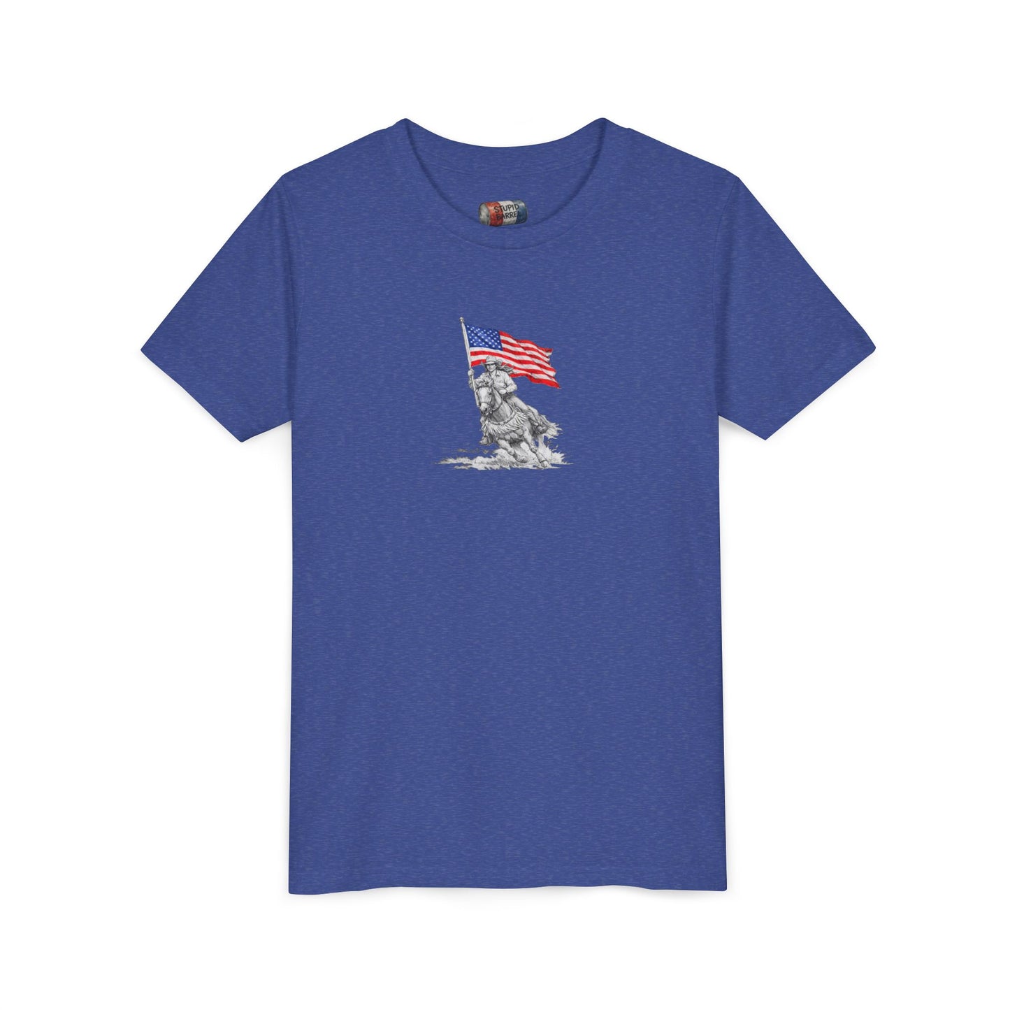 Youth Tee — Rodeo Bull Rider with Patriotic Barrel Graphic