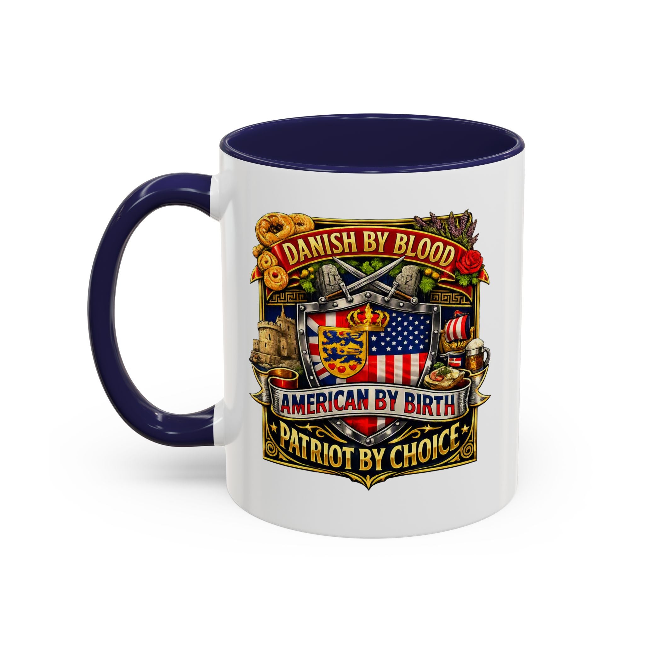 Danish/American Pride Danish by Blood, American by Birth Accent Coffee Mug (11/15oz)