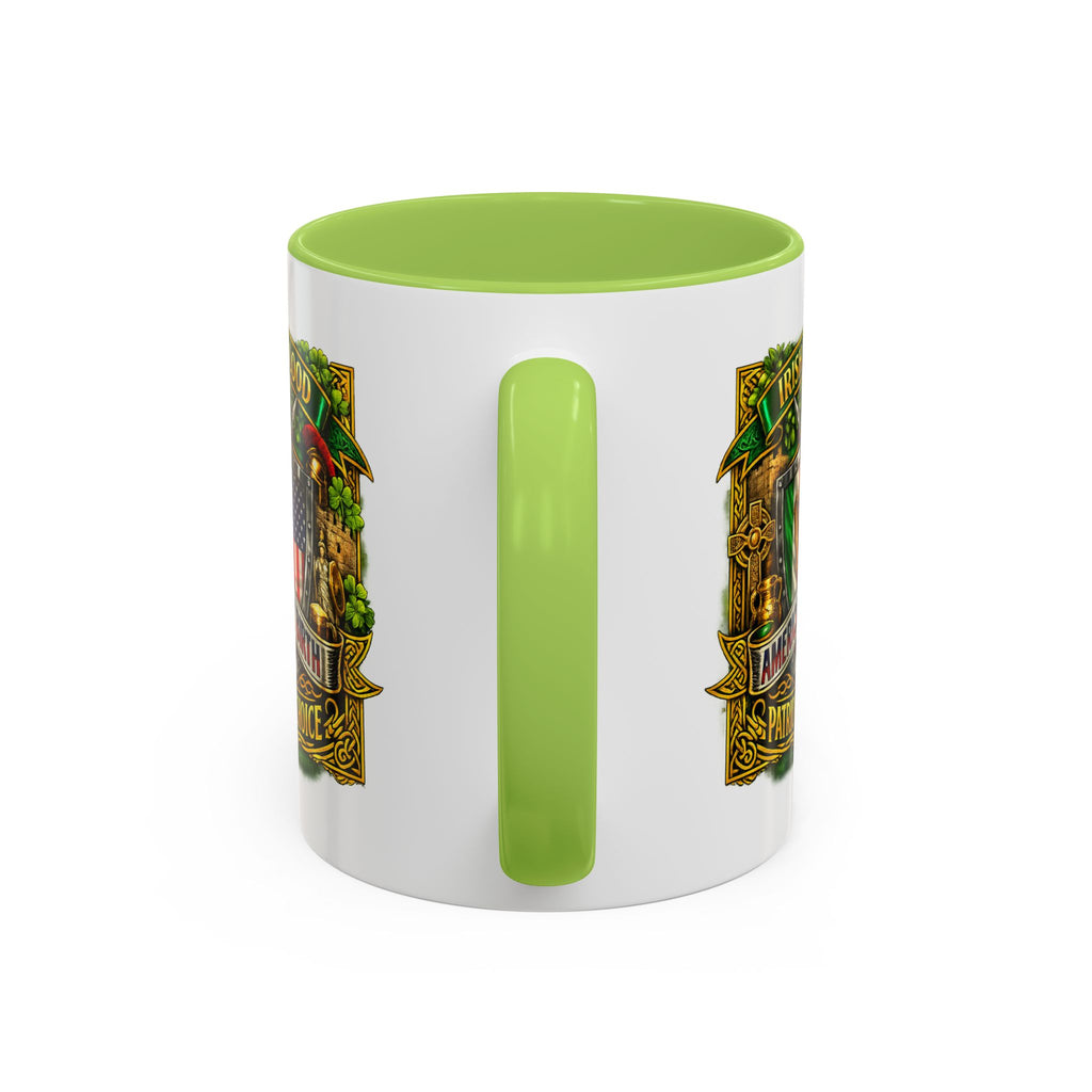 Irish Pride Coffee Mug — "Irish by Blood, American by Birth, Patriot by Choice" Patriotic Ceramic Mug