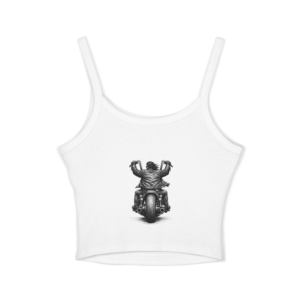 Motorcycle Rider Crop Tank Top — Vintage Biker Graphic