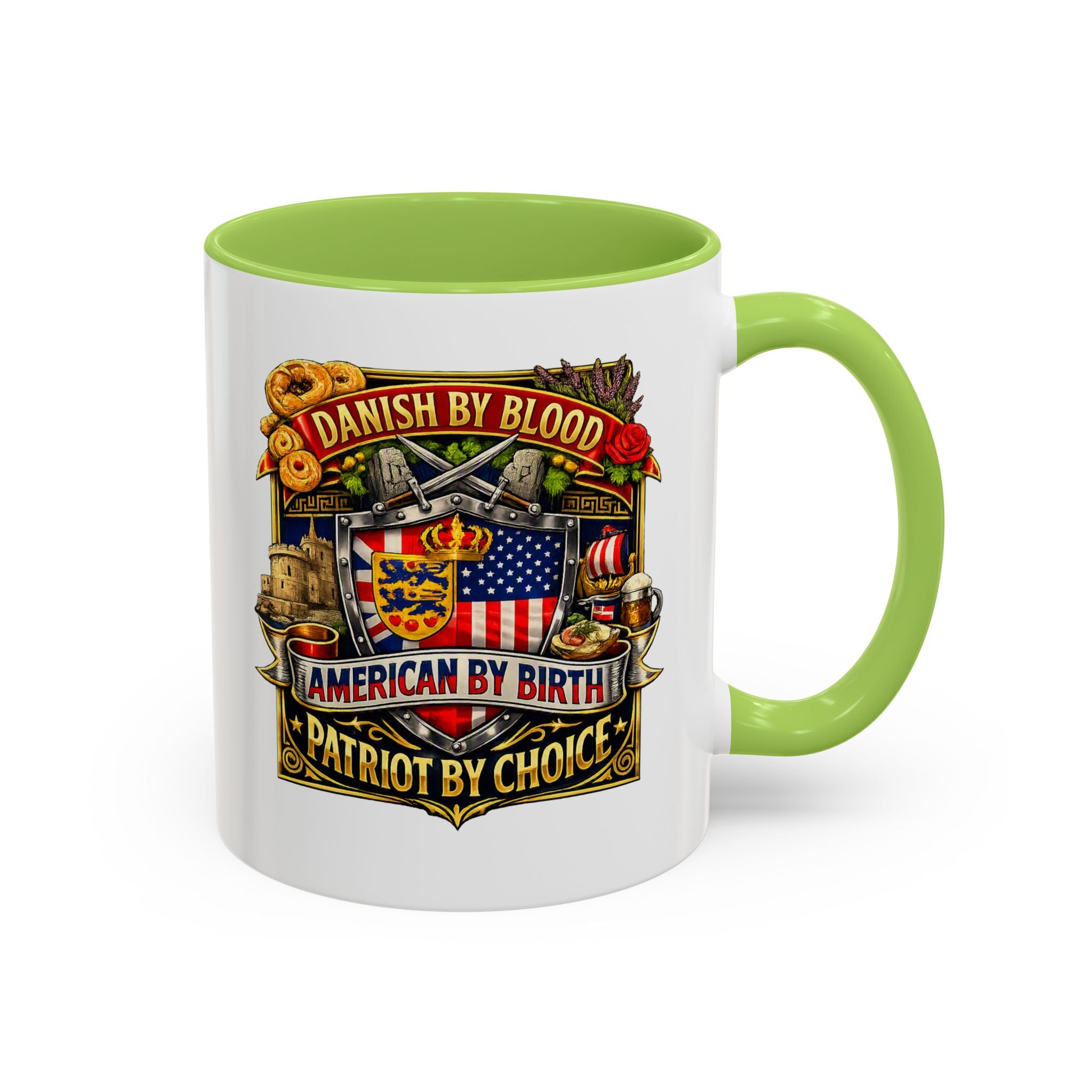 Danish/American Pride Danish by Blood, American by Birth Accent Coffee Mug (11/15oz)