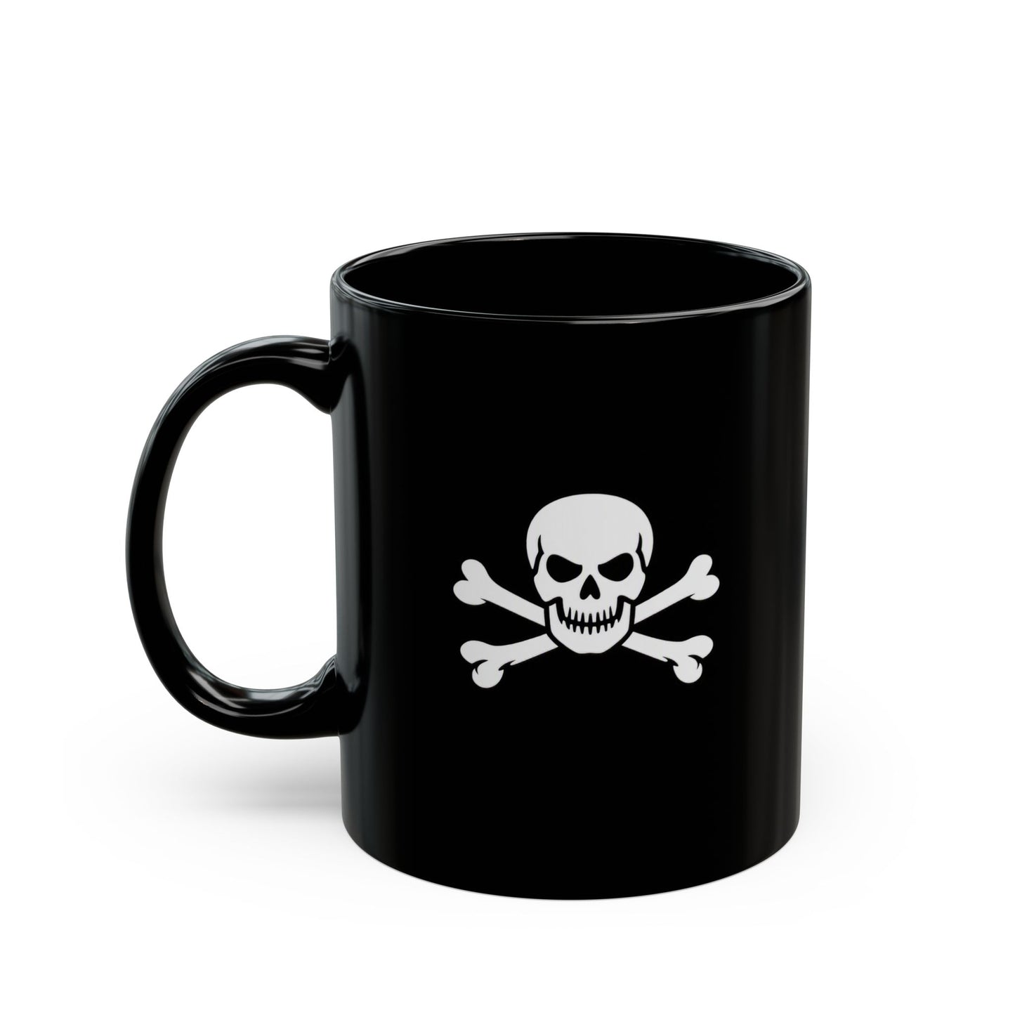 Skull & Crossbones Pattern Mug — Black Coffee Cup (11oz/15oz)