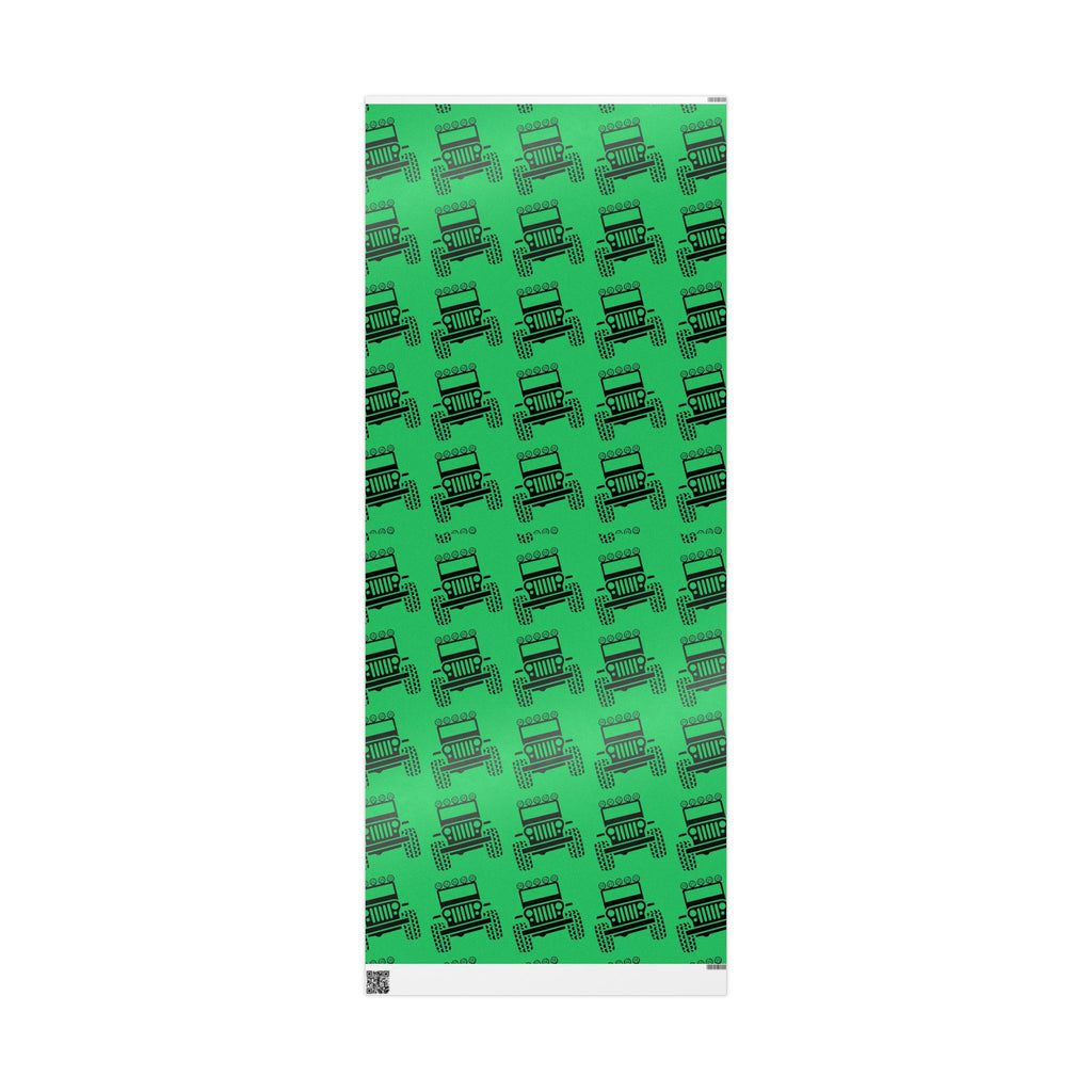 Green 4X4 offroad Pattern Wrapping Paper — Succulent-Themed Gift Wrap for Jeep Lovers
