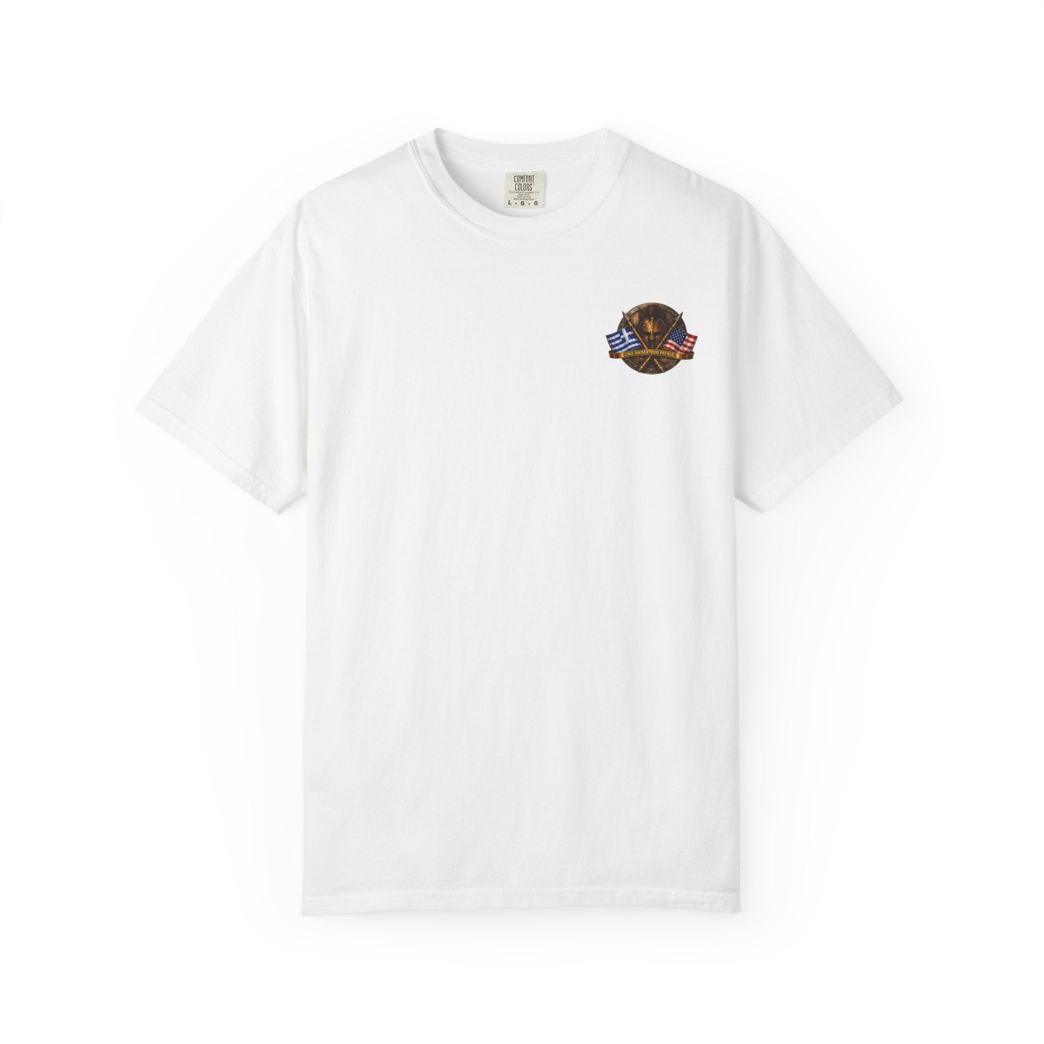 Greek American Heritage T-Shirt — Eagle Crest with Flags & "One Nation" Emblem