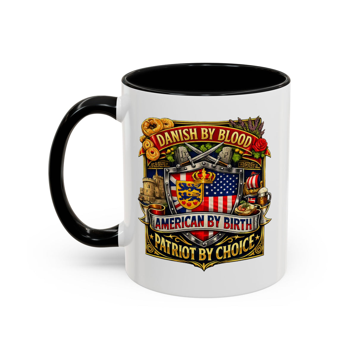 Danish/American Pride Danish by Blood, American by Birth Accent Coffee Mug (11/15oz)