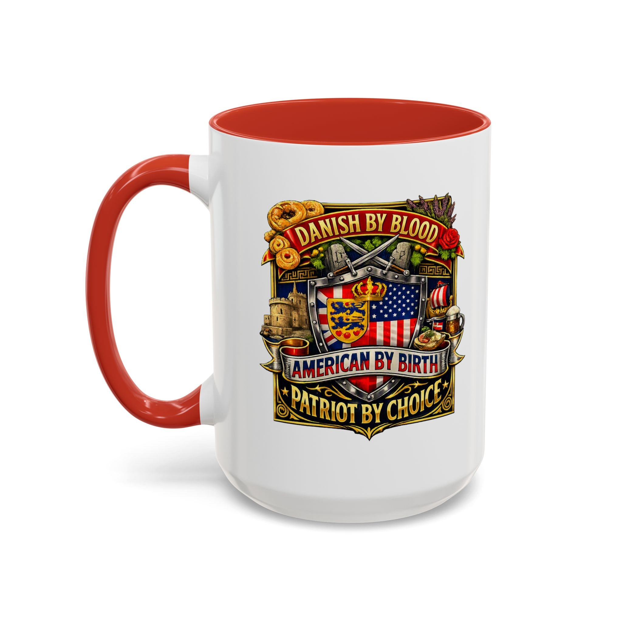 Danish/American Pride Danish by Blood, American by Birth Accent Coffee Mug (11/15oz)