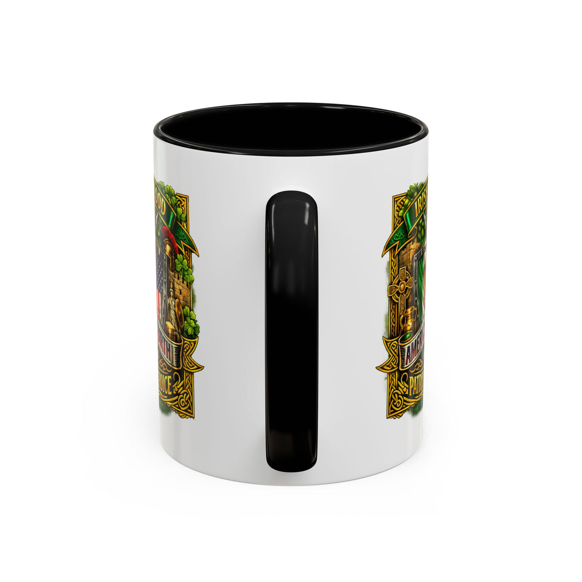Irish Pride Coffee Mug — "Irish by Blood, American by Birth, Patriot by Choice" Patriotic Ceramic Mug