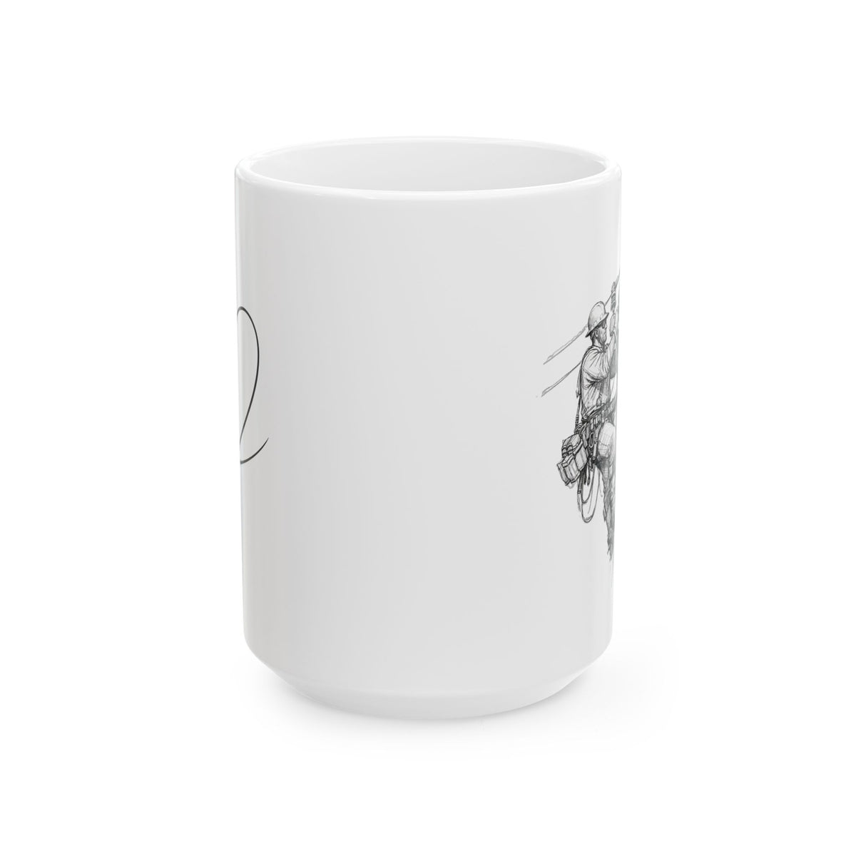 Ceramic Mug - Sketched "Married to a Lineman", Sentimental Coffee Mug (15oz)