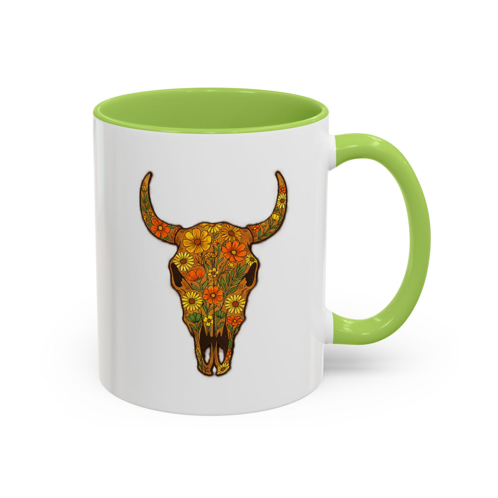 Copy of Turquoise Floral Bull Skull Coffee Mug — Southwestern Accent 11/15oz
