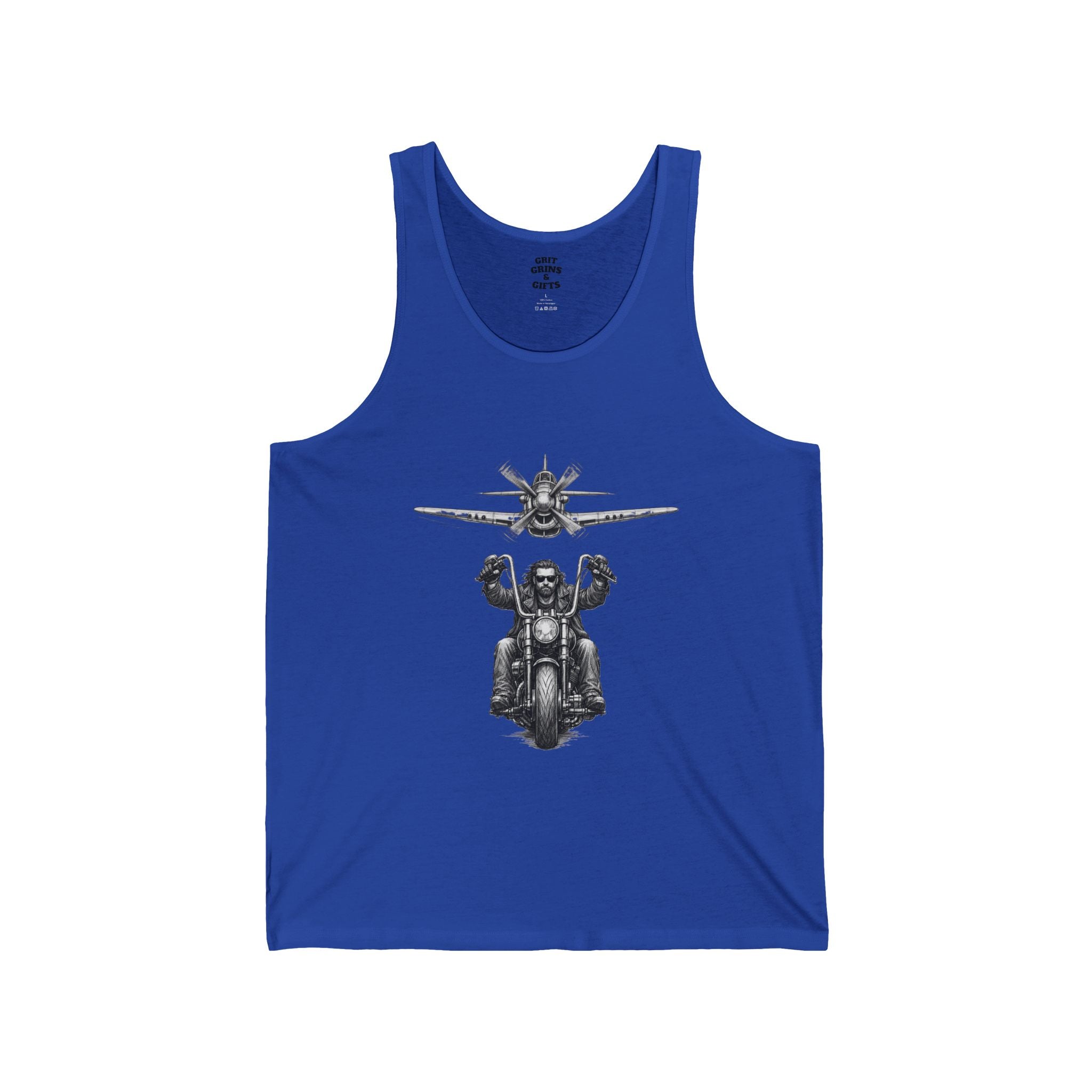 Freedom Flyer Tank Top — Eagle, Motorcycle & P-51 Plane Patriotic Graphic Tank