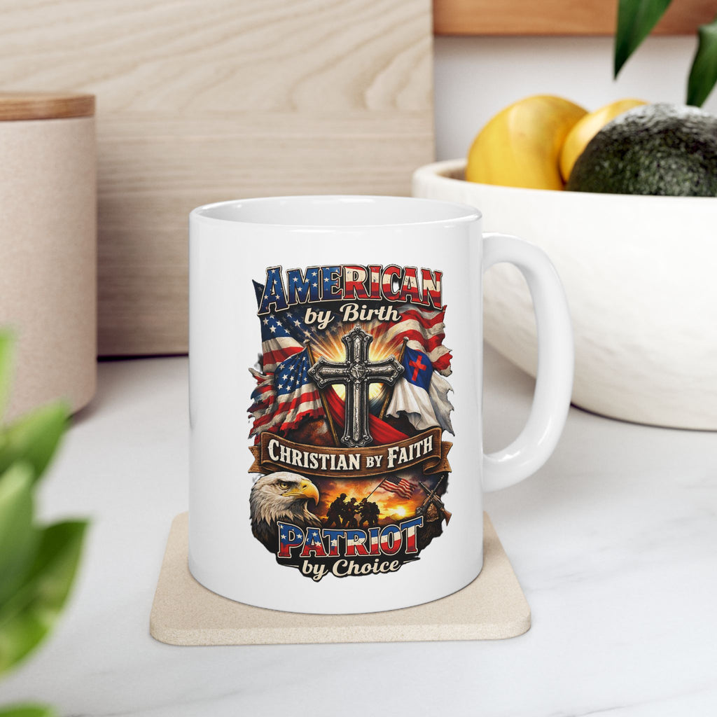 Patriotic Eagle Ceramic Mug - American Flag Skull Design (11oz, 15oz)