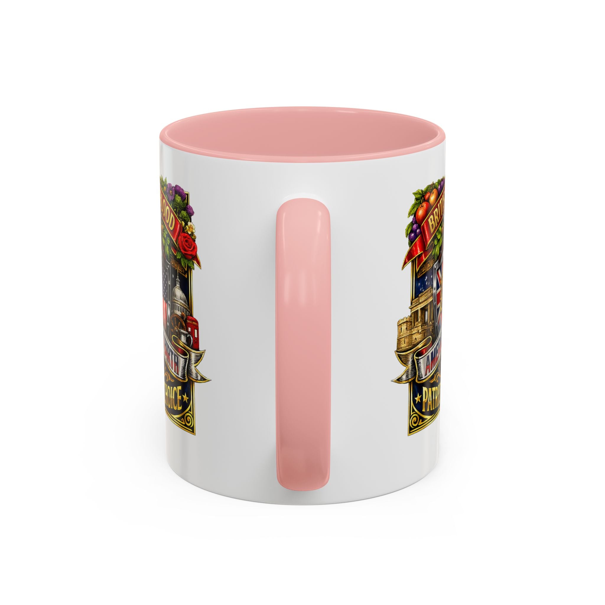 British Pride Coffee Mug — "British by Blood, American by Birth, Patriot by Choice" Patriotic Ceramic Mug