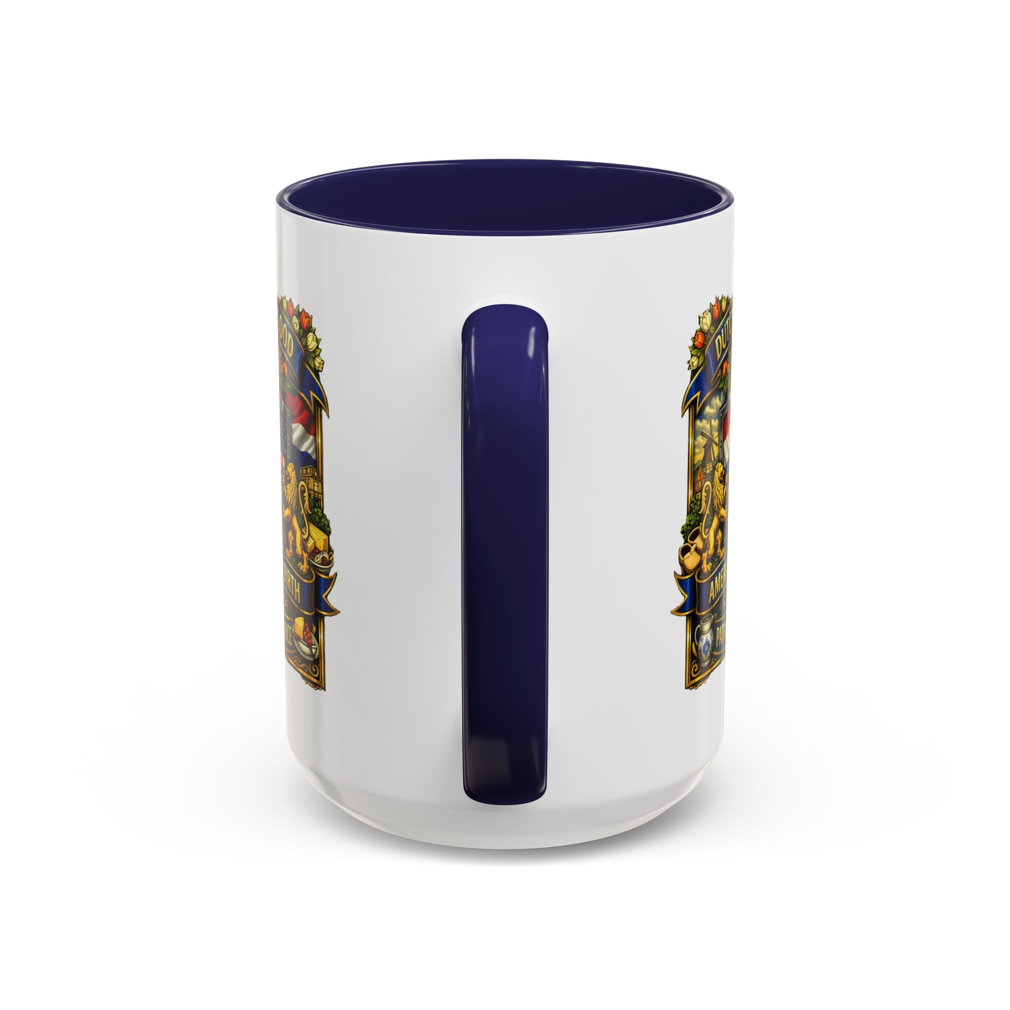 Dutch/American Pride Mug with Vintage Botanical Crest Design
