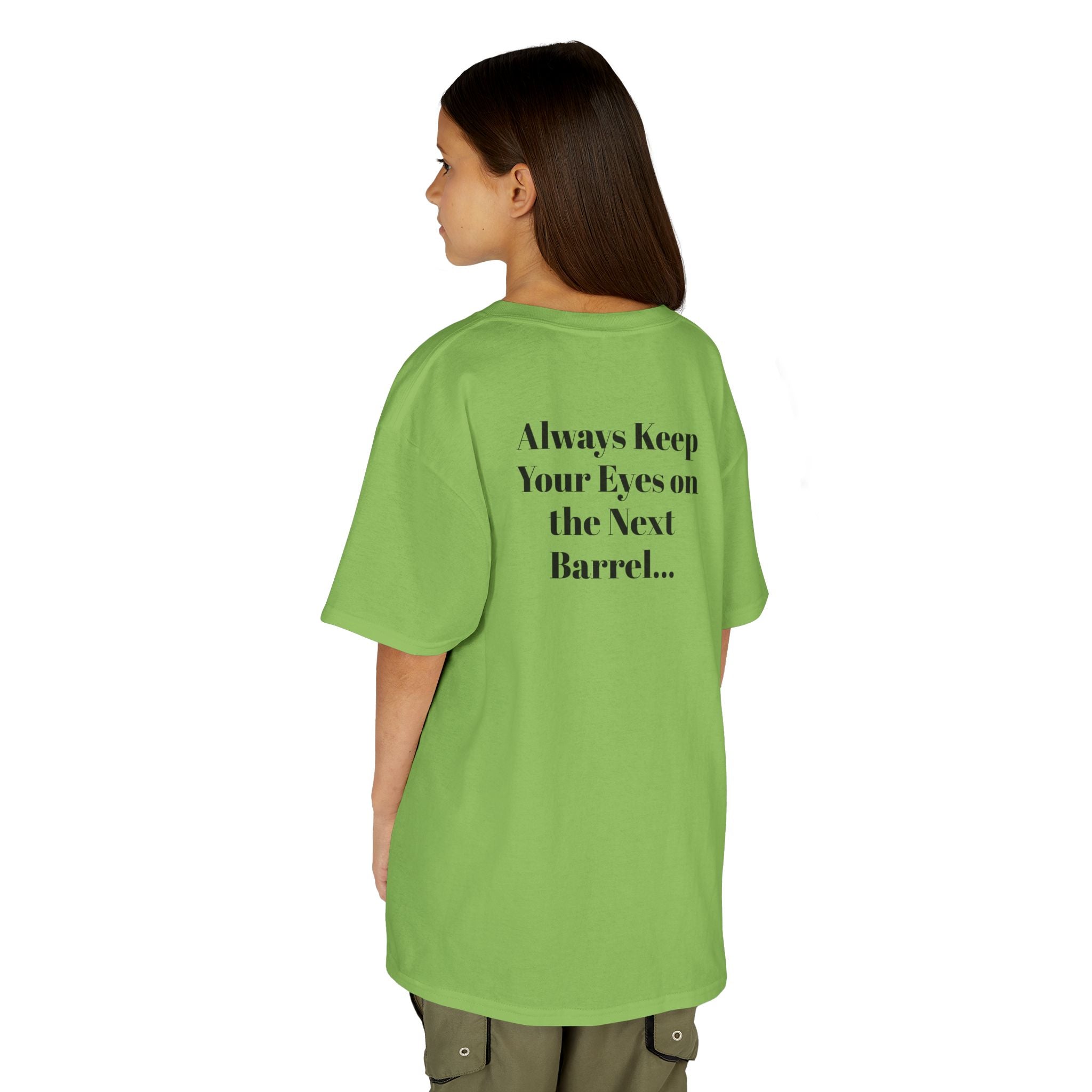 Kids T-Shirt — 'Always Keep Your Eye On the Next Barrel' Cowgirl Graphic