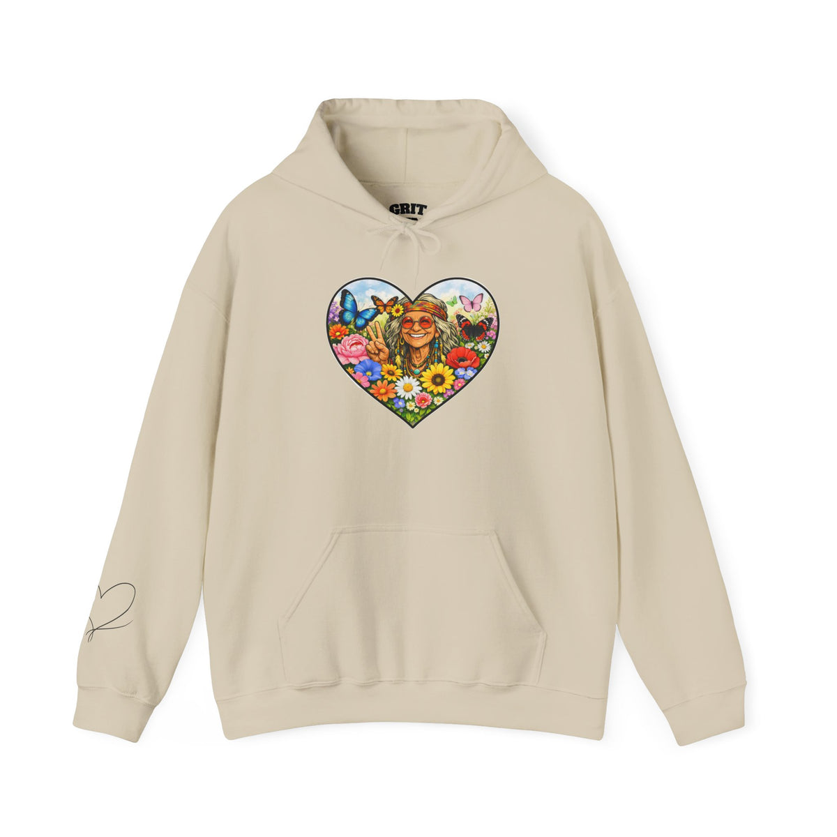 Heart Floral Hippie Hoodie - Vintage Flower Child Pullover