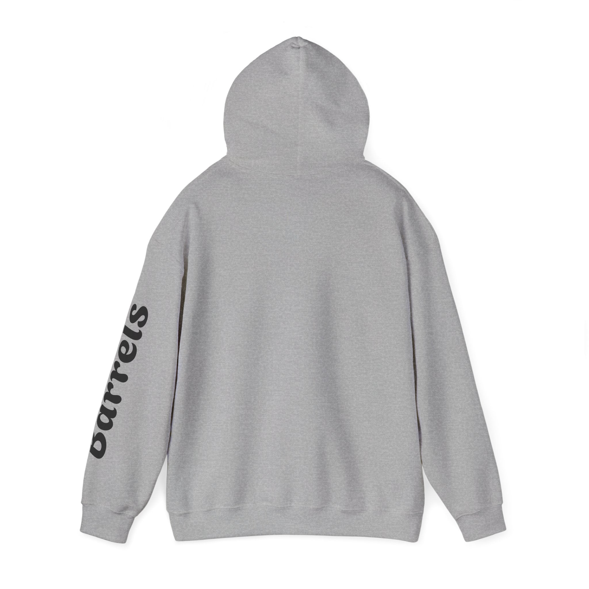 Cowgirl Barrel Racing Hoodie — Western Rodeo Pullover with 'barrels' Sleeve Text