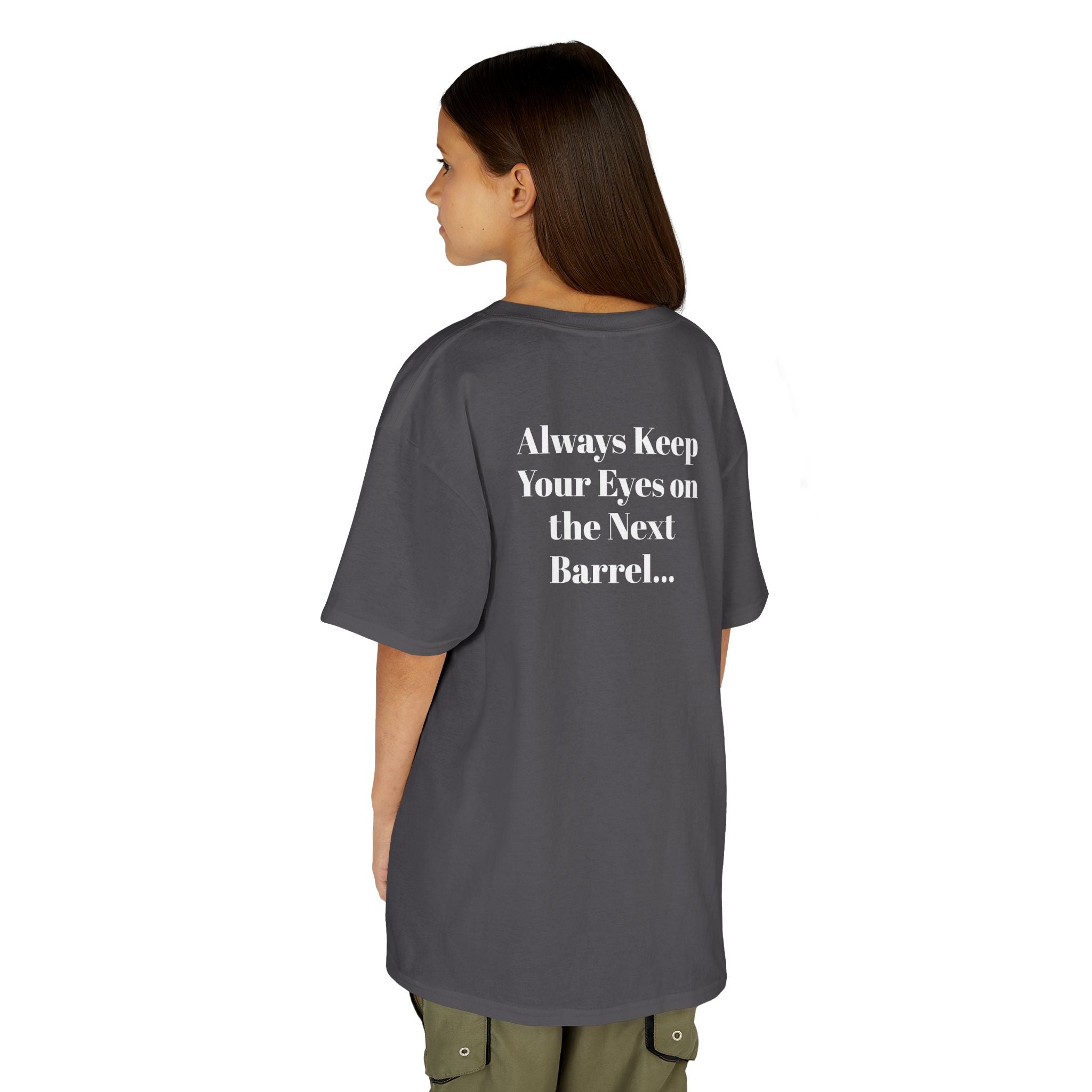 Kids T-Shirt — 'Always Keep Your Eye On the Next Barrel' Cowgirl Graphic
