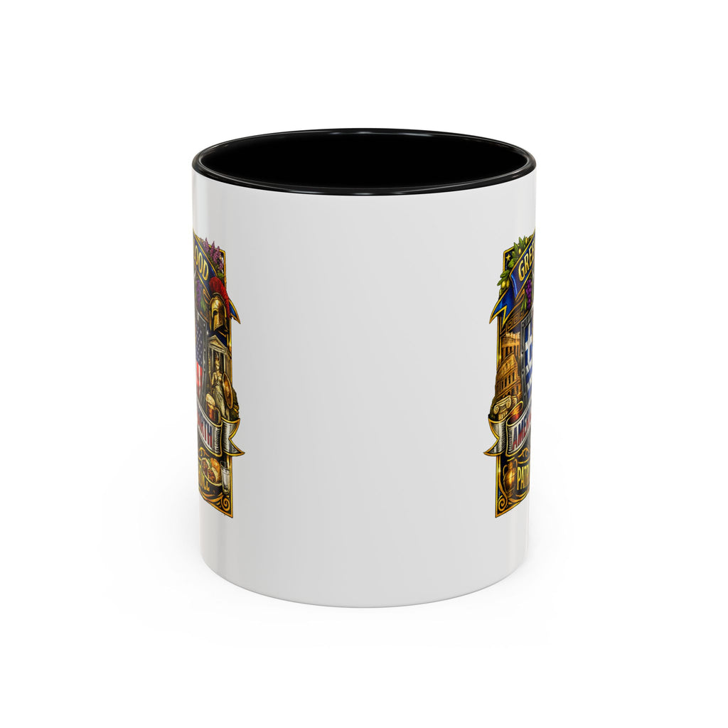 Greek by Blood, American by Birth Accent Coffee Mug – Patriotic Greek Heritage 11/15oz