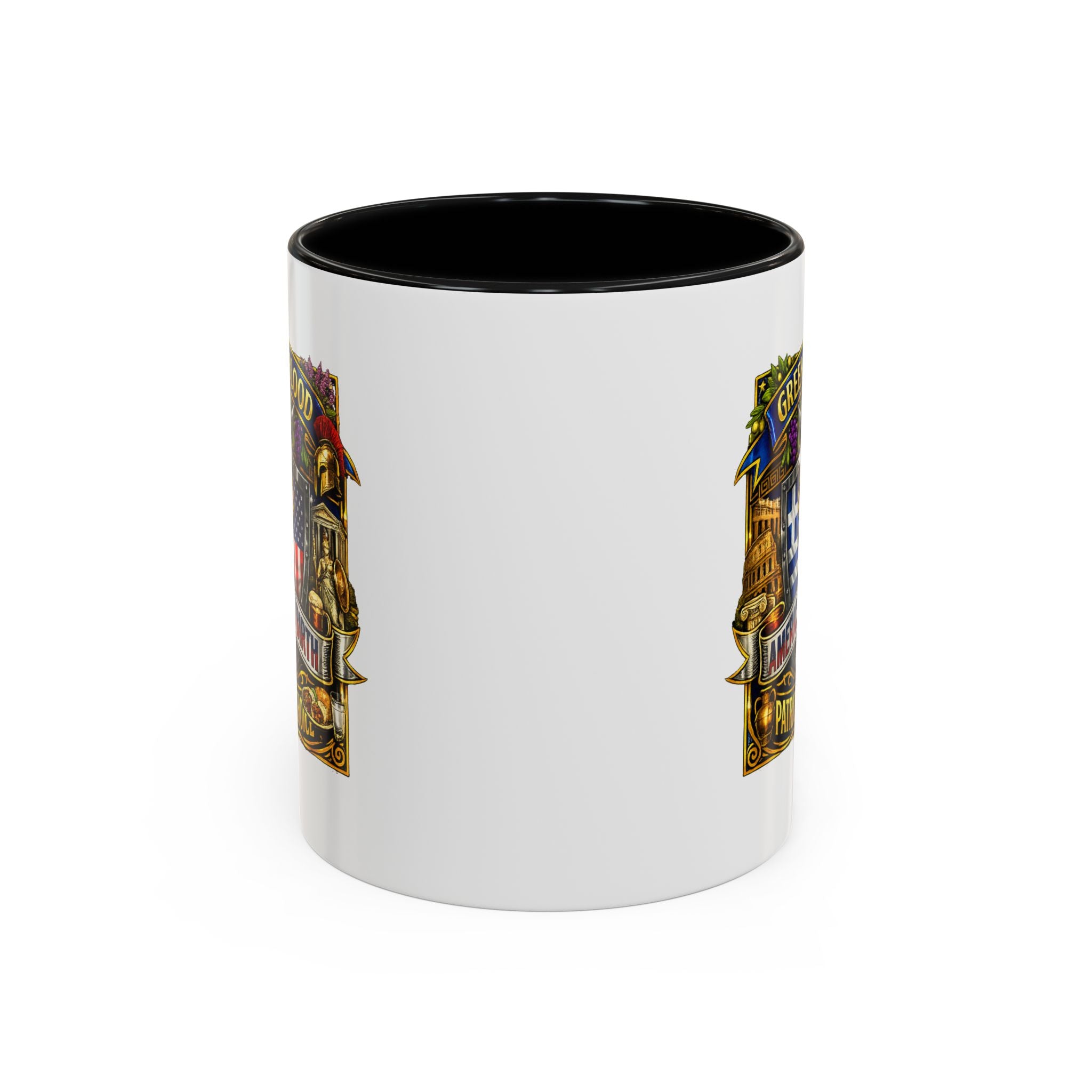 Greek by Blood, American by Birth Accent Coffee Mug – Patriotic Greek Heritage 11/15oz
