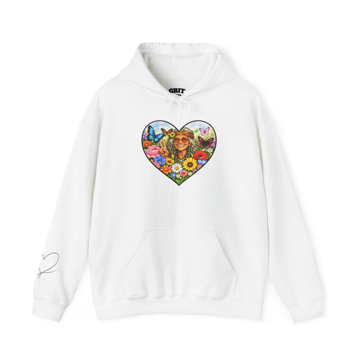 Heart Floral Hippie Hoodie - Vintage Flower Child Pullover