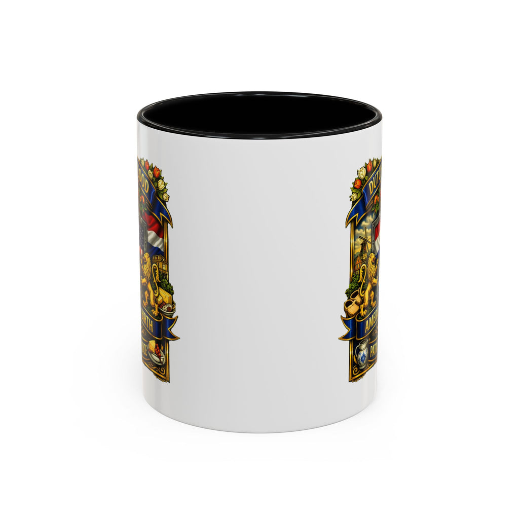 Dutch/American Pride Mug with Vintage Botanical Crest Design