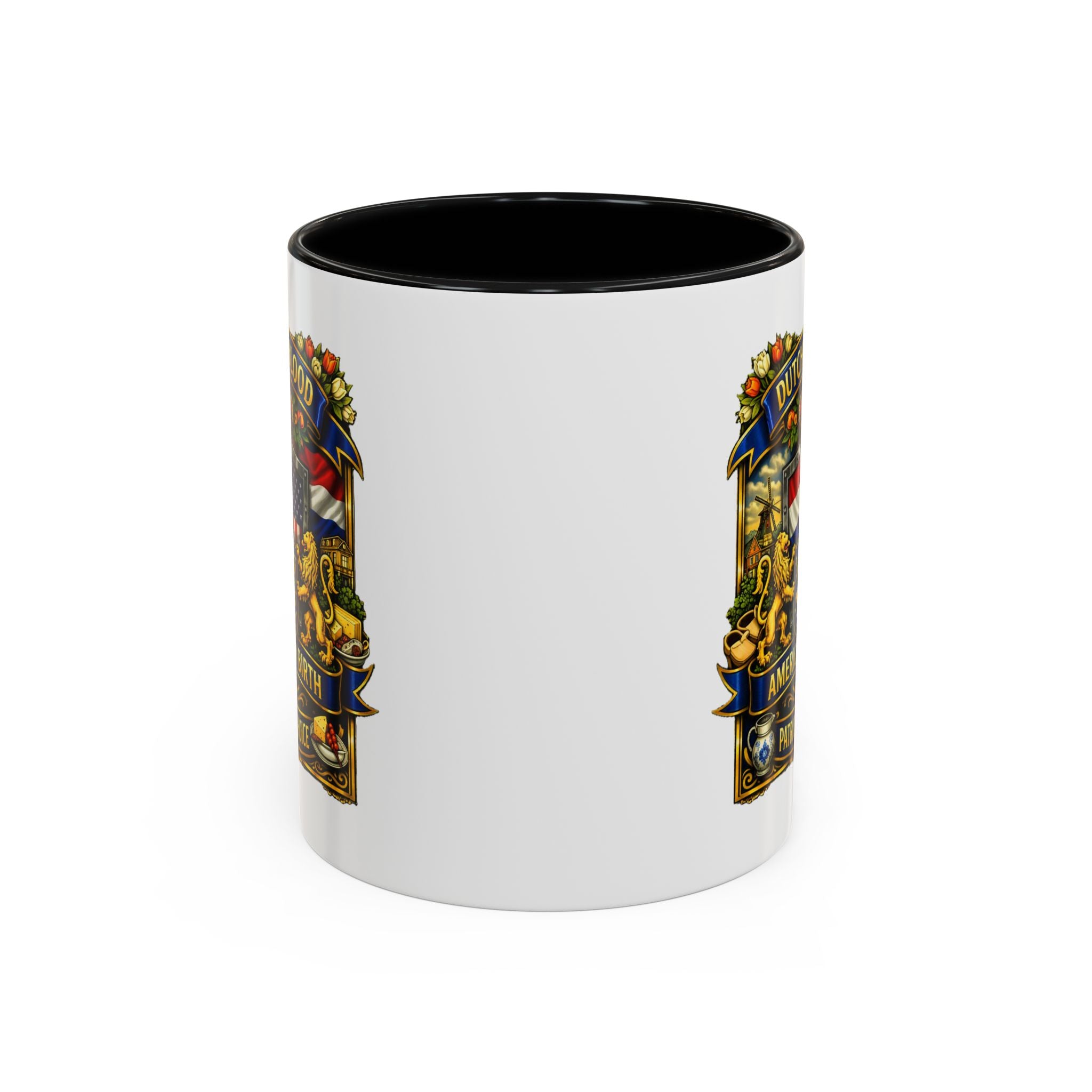 Dutch/American Pride Mug with Vintage Botanical Crest Design