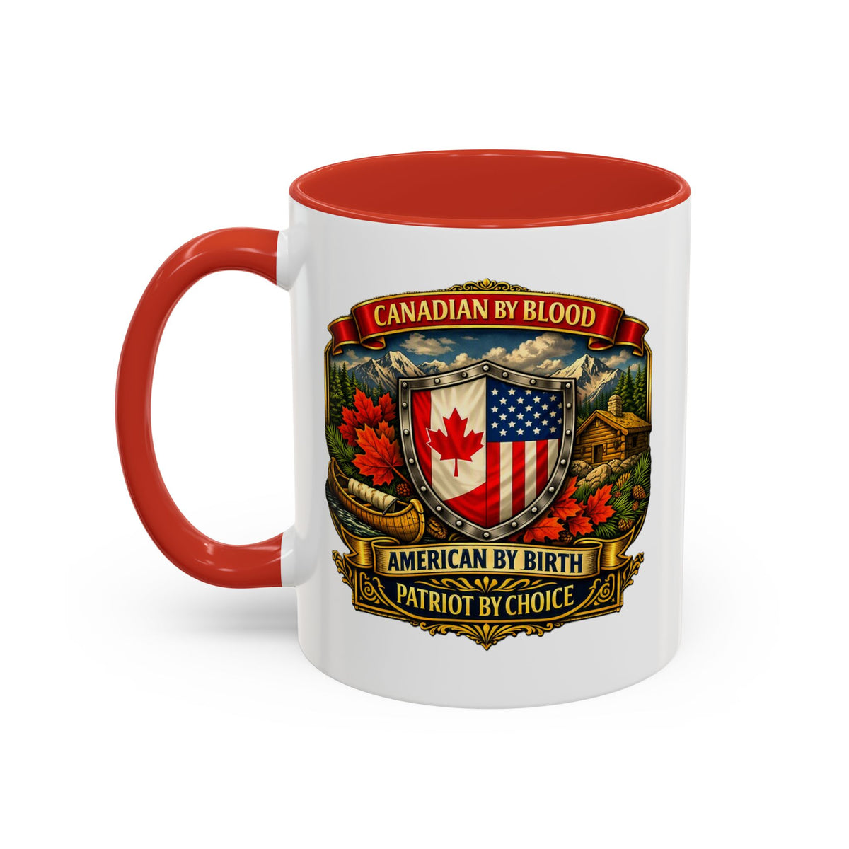 Canadian/American Pride Coat of Arms Accent Coffee Mug (11/15oz)